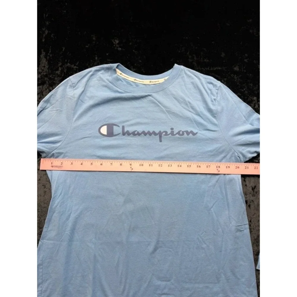 Champion Women's XL Long Sleeve T Shirt Light Blue Script Logo GT17H